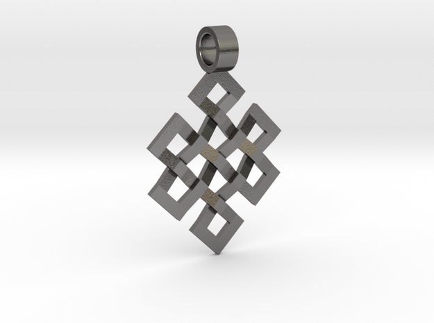 Endless Knot Pendant in Processed Stainless Steel 316L (BJT): Small