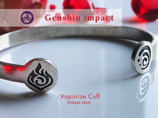 Genshin Impact Vaporize Cuff in Antique Silver: Large