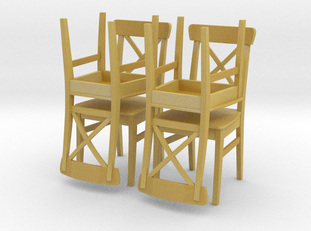 IKEA Ingolf Chair Set of 4 in Tan Fine Detail Plastic: 1:48 - O
