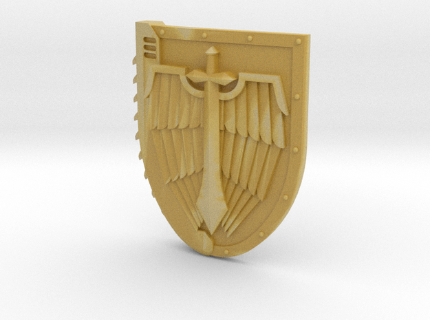 Left-handed Chainshield (Winged Sword design) in Tan Fine Detail Plastic: Small