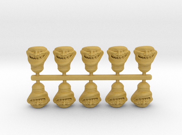 Trollface heads set models for miniature games rpg in Tan Fine Detail Plastic: Small