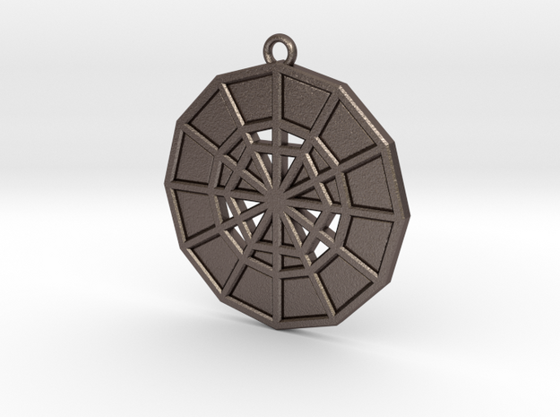 Restoration Emblem 12 Medallion (Sacred Geometry) in Polished Bronzed-Silver Steel