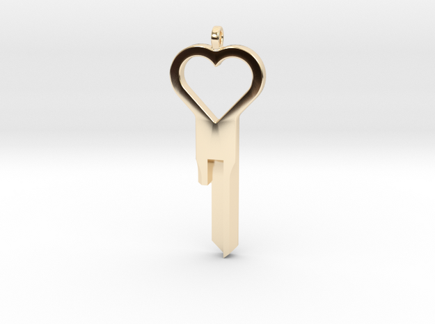 Heart Design Key Blank for CustomChastity Lockset in 14k Gold Plated Brass