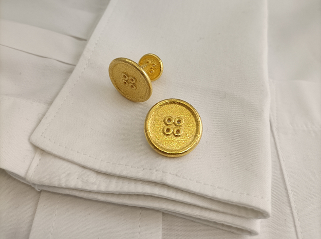 Button Cufflinks in Polished Gold Steel
