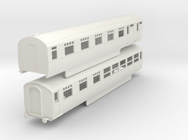 0-87-lner-silver-jubilee-A-B-twin-coach in White Natural Versatile Plastic
