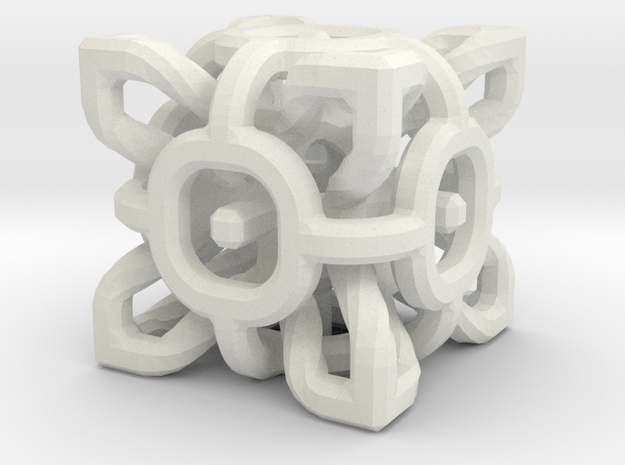 Complex Cube 3cm in White Natural Versatile Plastic