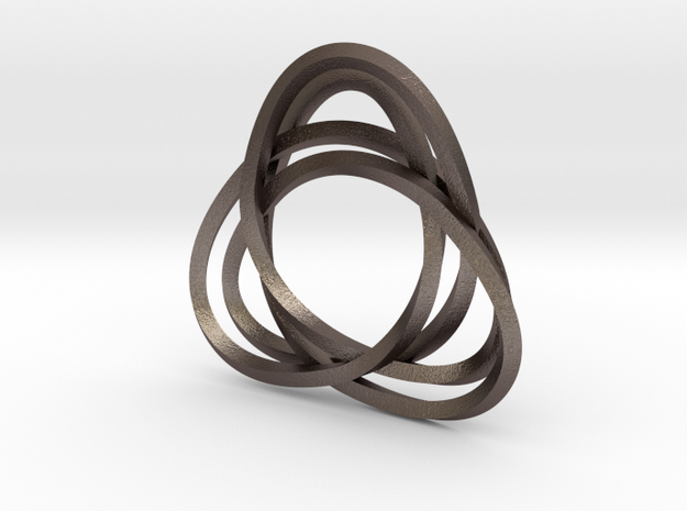 Tri mobius twin rail left earring in Polished Bronzed Silver Steel