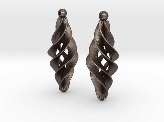Spiral Star earrings pair in Polished Bronzed Silver Steel
