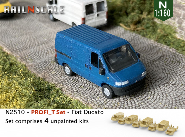PROFI_T Set: 4x Fiat Ducato (N 1:160) in Tan Fine Detail Plastic