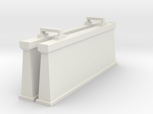 Concrete Double Track Bridge 2 Solid Supports N in White Natural Versatile Plastic