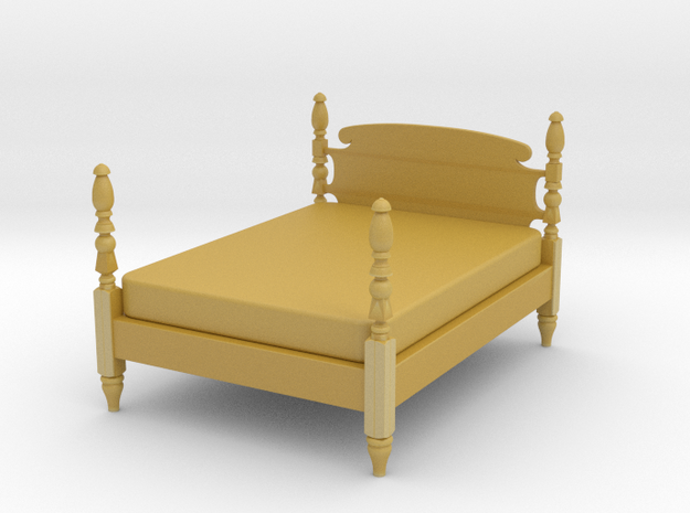 1:48 Custom Queen Carved Pineapple Bed in Tan Fine Detail Plastic