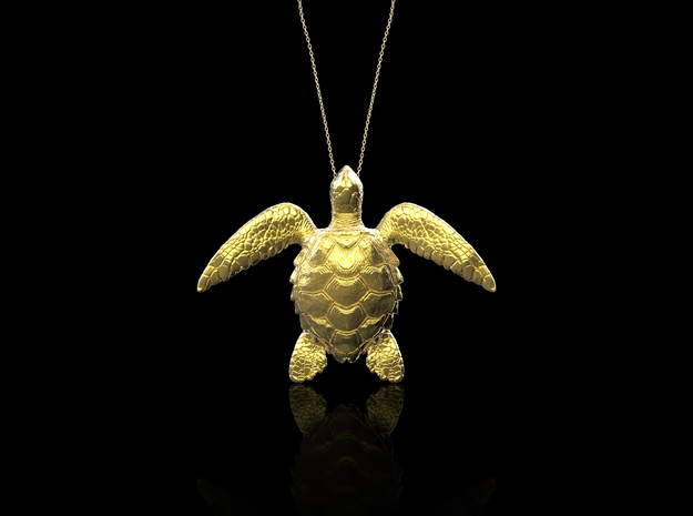 Sea Turtle Pendant in 18k Gold Plated Brass