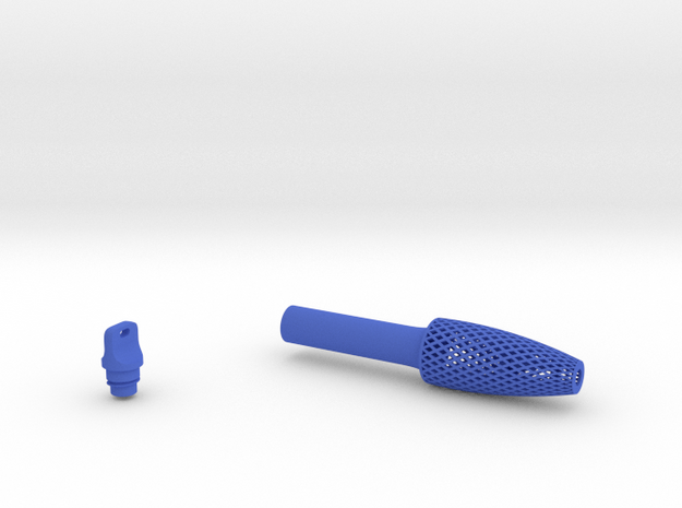 Textured Conical Pen Grip - small with button in Blue Processed Versatile Plastic