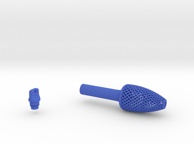 Textured Conical Pen Grip - medium with button in Blue Processed Versatile Plastic