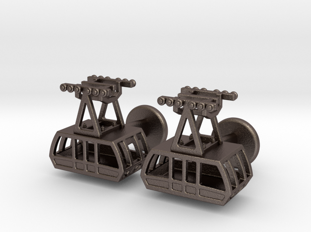 The New (2010) Roosevelt Island Tram Cuff-Links  in Polished Bronzed Silver Steel