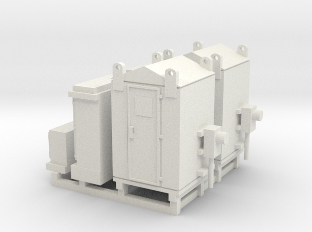 6 railroad electrical boxes n scale 3 types in White Natural Versatile Plastic