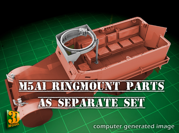 M49 Ringmount (1/16) for US Halftrack in Tan Fine Detail Plastic