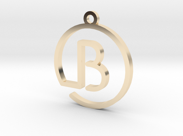 B Monogram Pendant in 14k Gold Plated Brass