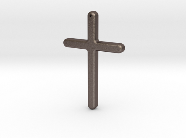 Simple Cross in Polished Bronzed Silver Steel