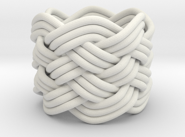 Turk's Head Knot Ring 6 Part X 6 Bight - Size 0 in White Natural Versatile Plastic