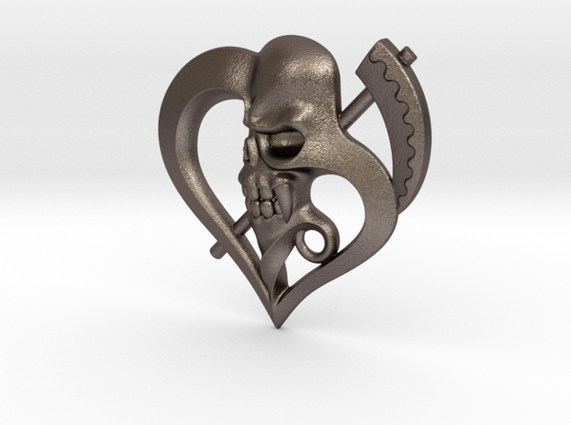 Grim Reaper heart in Polished Bronzed Silver Steel