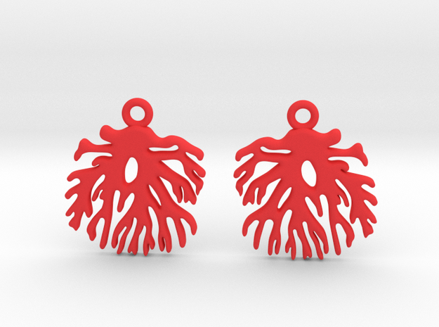 Coral_earrings in Red Processed Versatile Plastic