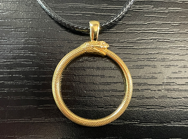 Ouroboros Pendant in 14k Gold Plated Brass