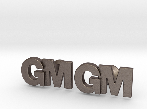 Monogram Cufflinks GM in Polished Bronzed-Silver Steel
