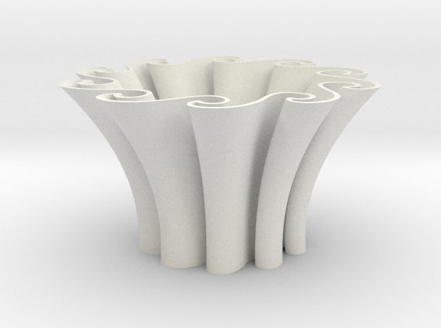 Waves vase in White Natural Versatile Plastic