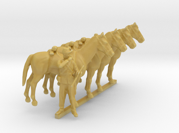 SKIRMISH HORSES W HOLDER in Tan Fine Detail Plastic