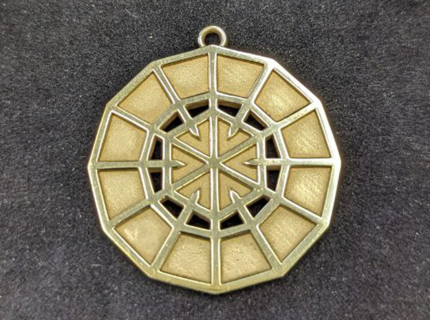 Resurrection Emblem 03 Medallion (Sacred Geometry) in 14k Gold Plated Brass
