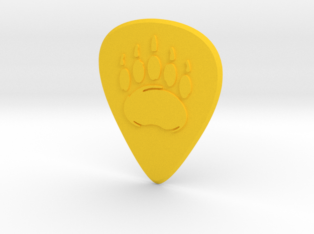 guitar pick_bear paw in Yellow Processed Versatile Plastic