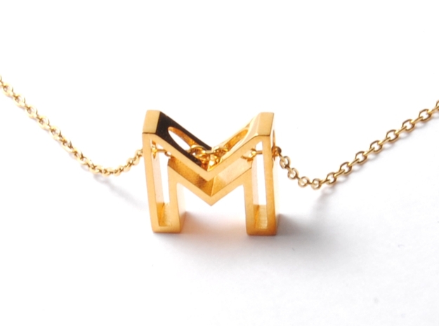 M Letter Pendant (Necklace) in 18k Gold Plated Brass
