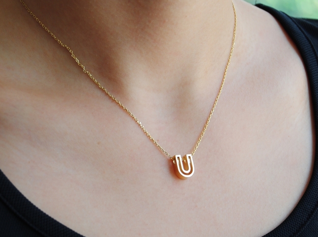 U Letter Pendant (Necklace) in 18k Gold Plated Brass