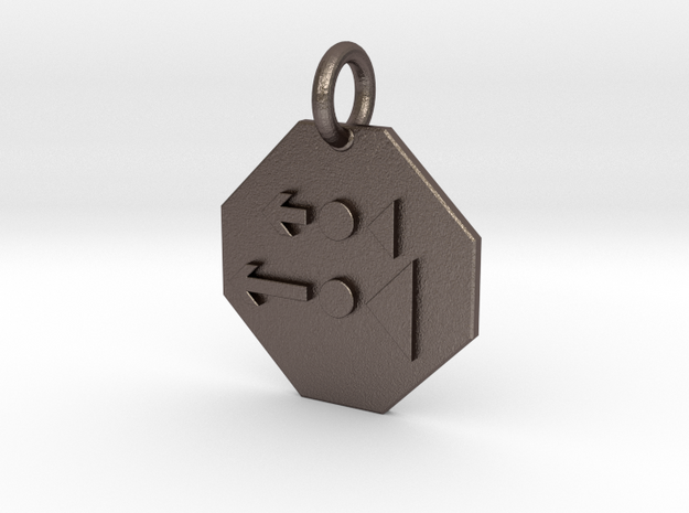 Pendant Newton's Second Law B in Polished Bronzed-Silver Steel