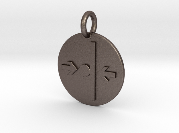 Pendant Newton's Third Law C in Polished Bronzed-Silver Steel