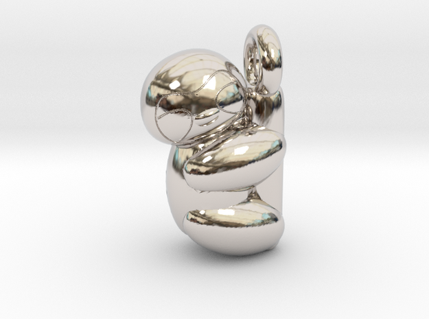 Sloth Pendant Balloon Style in Rhodium Plated Brass