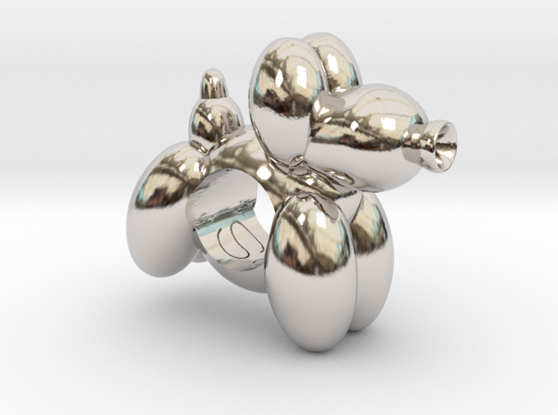 Dog Charm Balloon Style in Rhodium Plated Brass