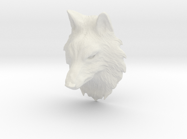 Wolf Head in White Natural Versatile Plastic