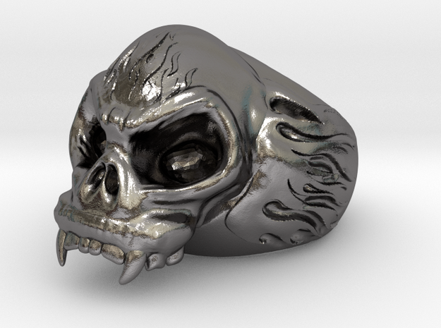 Skull Ring in Processed Stainless Steel 17-4PH (BJT)