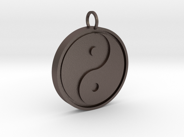 Yin Yang keychain in Polished Bronzed-Silver Steel