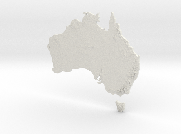 Australia Heightmap in White Natural Versatile Plastic