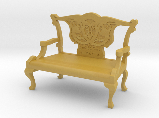 1:48 Miniature Chippendale Mahogany Settee Chair in Tan Fine Detail Plastic