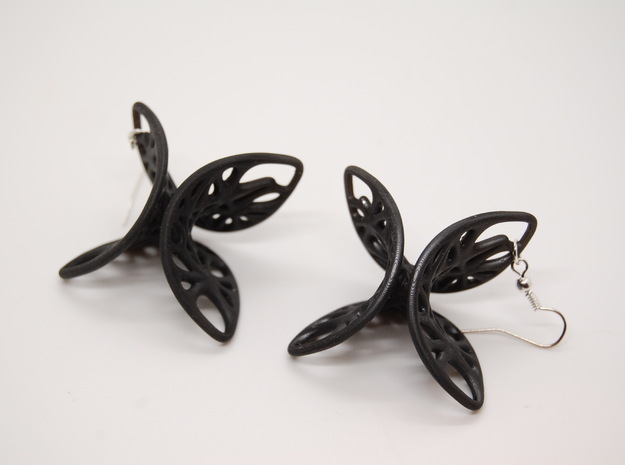 Geometric Butterfly Earrings in Black Natural Versatile Plastic