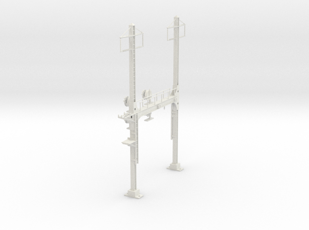 CATENARY PRR BEAM SIG 2 TRACK 2PHASE N SCALE  in White Natural Versatile Plastic