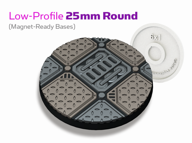 Flight Deck: 25mm Low-Profile Round Base in Black PA12: Small