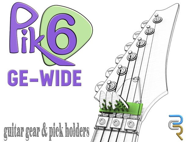 Pik6 GE-Wide Guitar Pick Holder in Black Natural Versatile Plastic