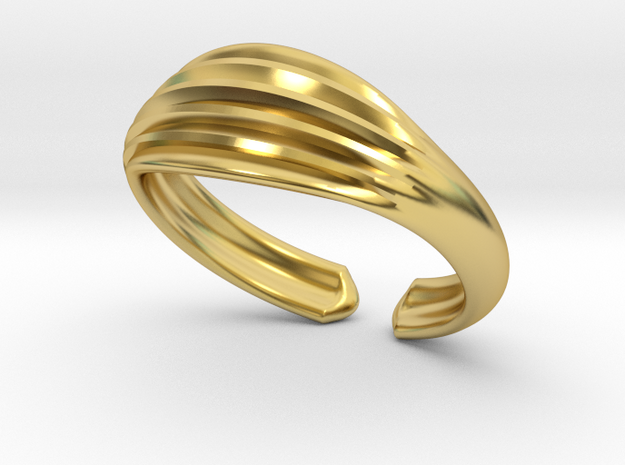 Pleated ring in Polished Brass