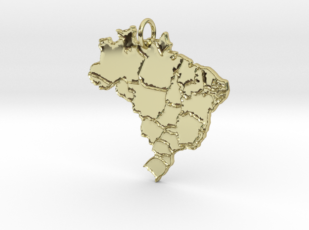Brazíl Island Map Pendant in 18K Yellow Gold: Medium