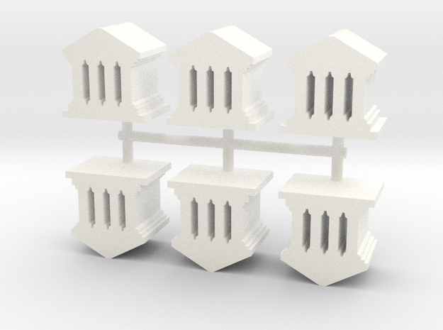 Custom Order, Roman Temple Meeples 6-set in White Processed Versatile Plastic